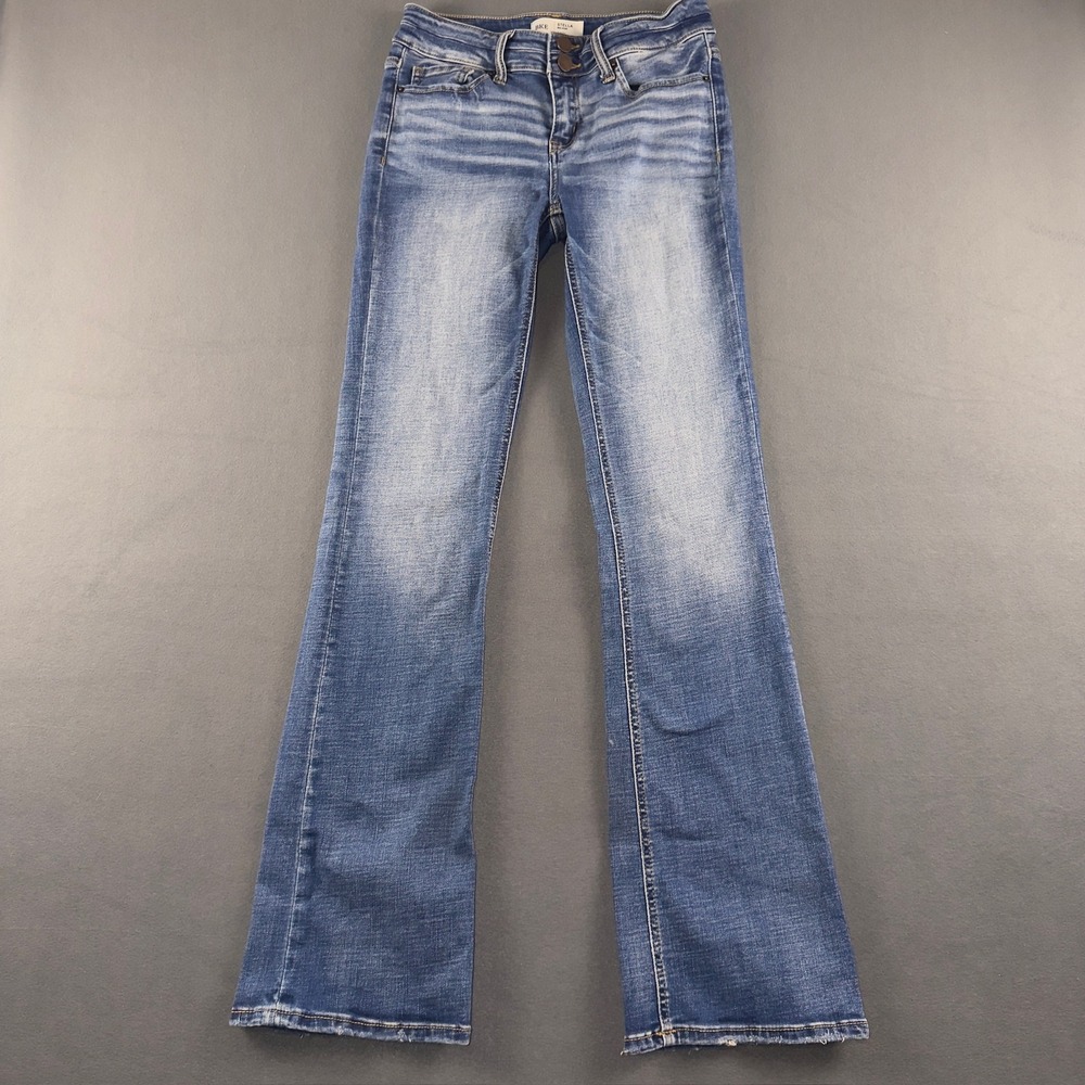 BKE Stella Mid Rise Slim Fit Bootcut Jeans 27x33.5 Blue Distressed ABK1864L